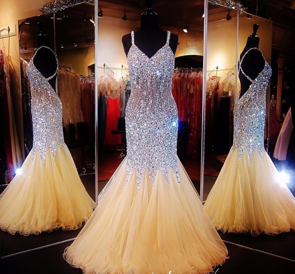 Bling Prom Dress, Mermaid Prom Dress,Prom Dress,Spaghetti Strap Prom Dress,Formal Prom Dress