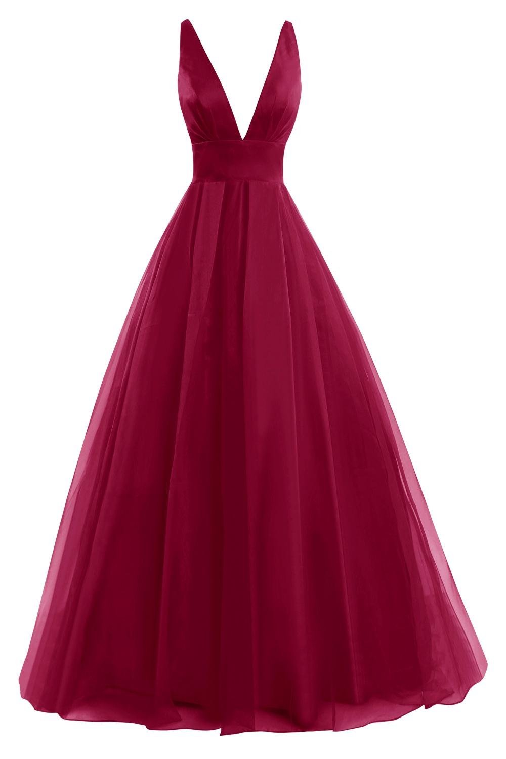 Plunge V Long A-Line Chiffon Evening Gown, Formal Gown, Prom Gown on Luulla
