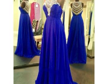 royal blue and silver gown